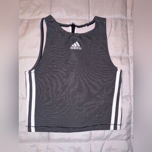 Adidas Black and White Striped Tank Top